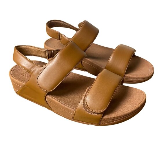 Fitflop LULU Adjustable Leather Sandals Brown Sz 9 Comfort - Picture 1 of 10